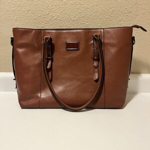 Mosiso 16 Computer Bag Faux Leather Computer Laptop Bag Brown Office School Work